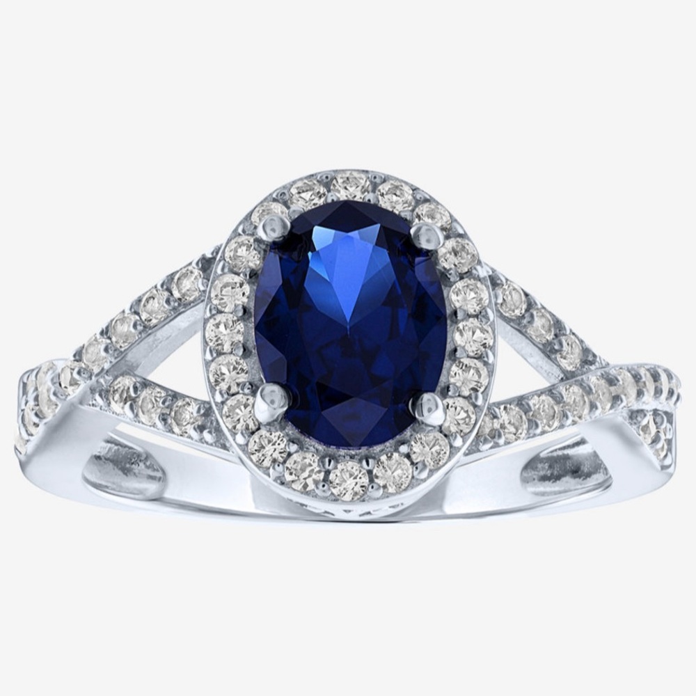 BRAND NEW STERLING SILVER AND BLUE SAPPHIRE RING!!! ON SALE NOW!!!